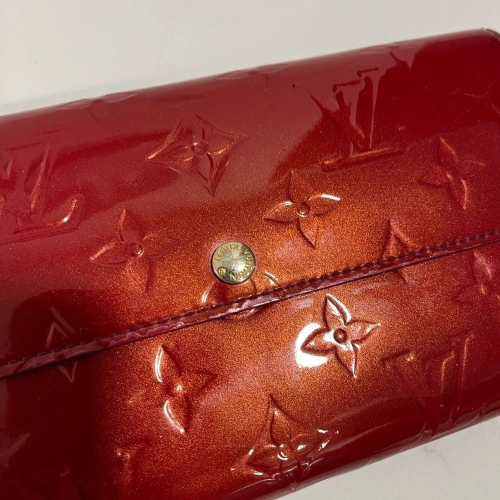 Louis Vuitton red Vernis leather long wallet